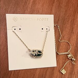 Kendra Scott Gold Green Pendant Necklace with bow